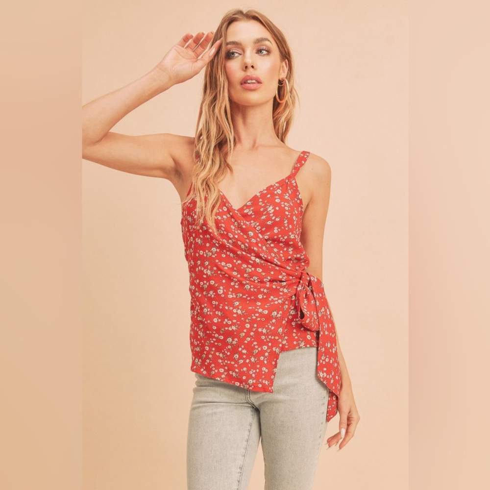 Aemi + Co Ditsy Floral Surplice Adjustable Straps Cami